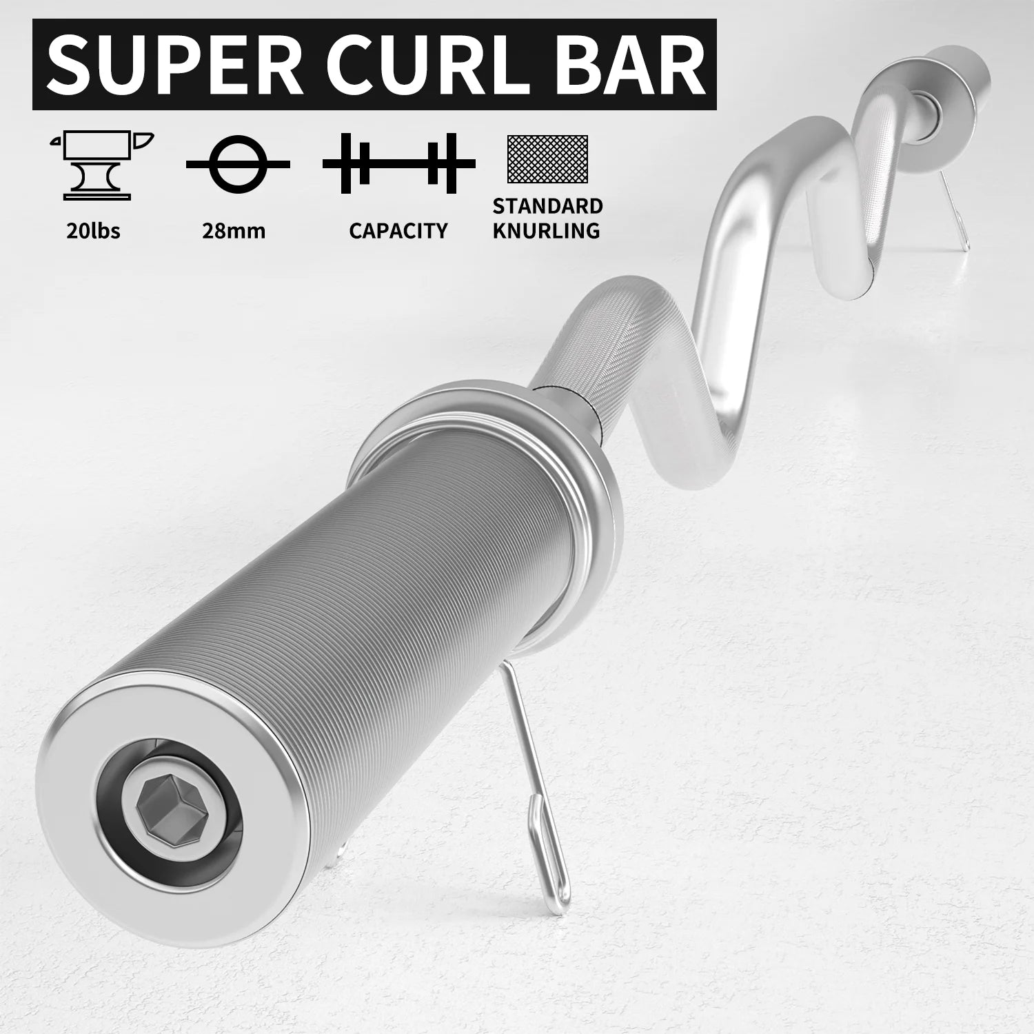 48" Olympic Barbell Curl Bar EZ Bar Strength Training Bar Threaded Chrome Barbell Bar for Weightlifting, 440-Pound Capacity, Silver
